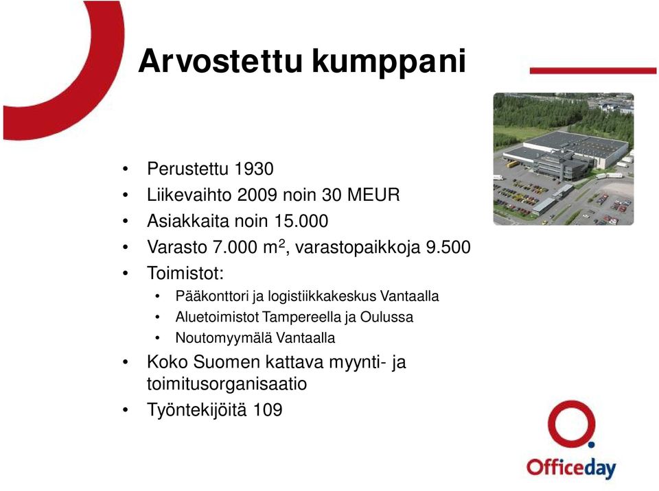 500 Toimistot: Pääkonttori ja logistiikkakeskus Vantaalla Aluetoimistot