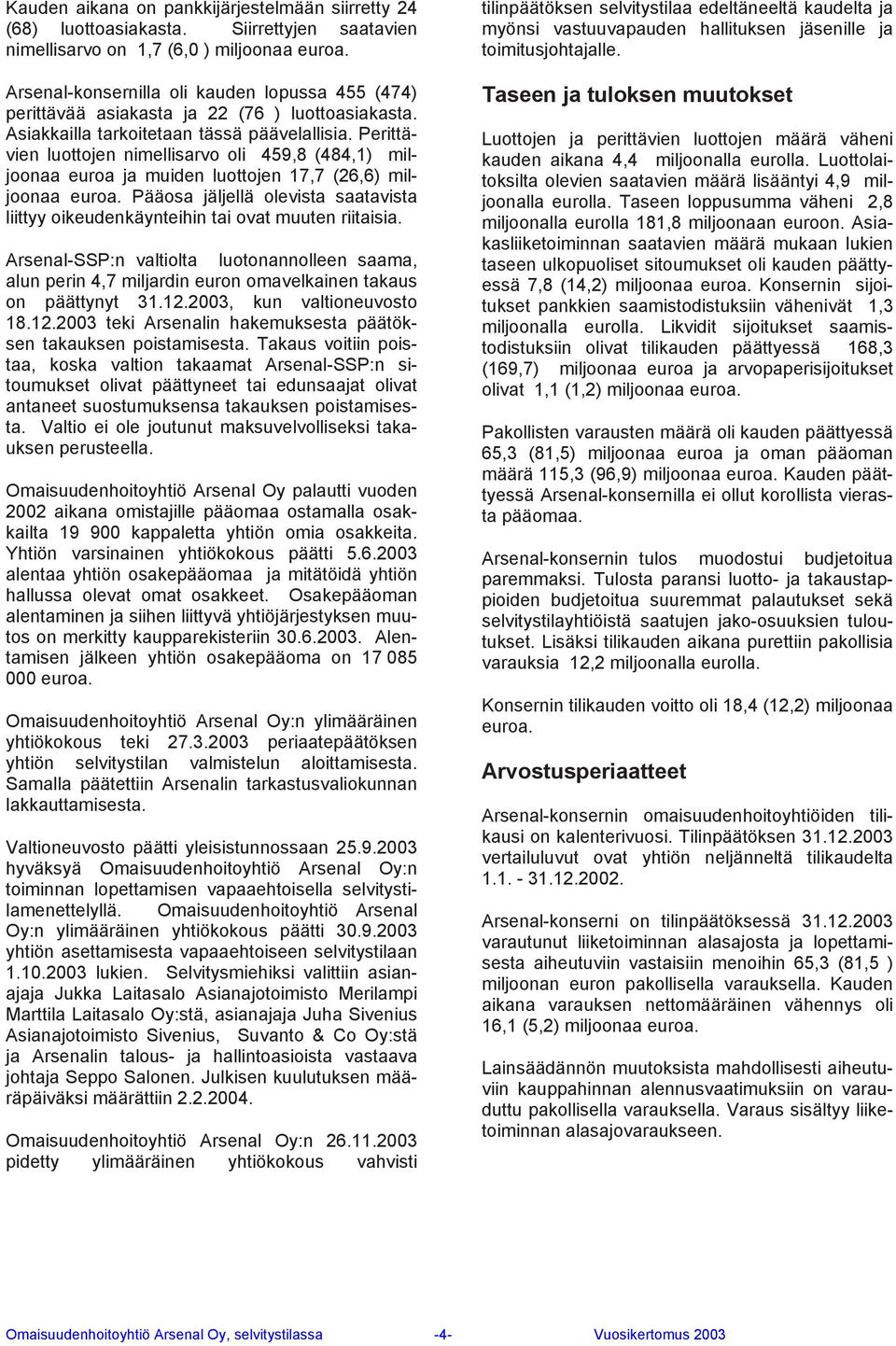 Perittävien luottojen nimellisarvo oli 459,8 (484,1) miljoonaa euroa ja muiden luottojen 17,7 (26,6) miljoonaa euroa.