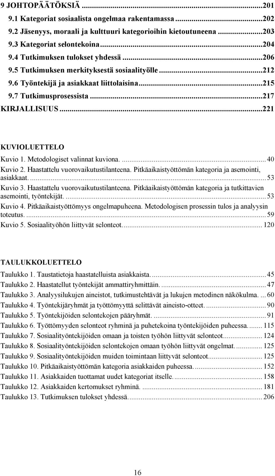 ..221 KUVIOLUETTELO Kuvio 1. Metodologiset valinnat kuviona.... 40 Kuvio 2. Haastattelu vuorovaikutustilanteena. Pitkäaikaistyöttömän kategoria ja asemointi, asiakkaat....53 Kuvio 3.