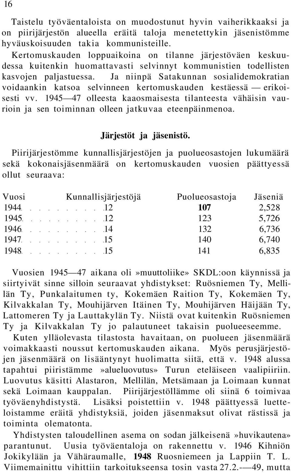 Ja niinpä Satakunnan sosialidemokratian voidaankin katsoa selvinneen kertomuskauden kestäessä erikoisesti vv.