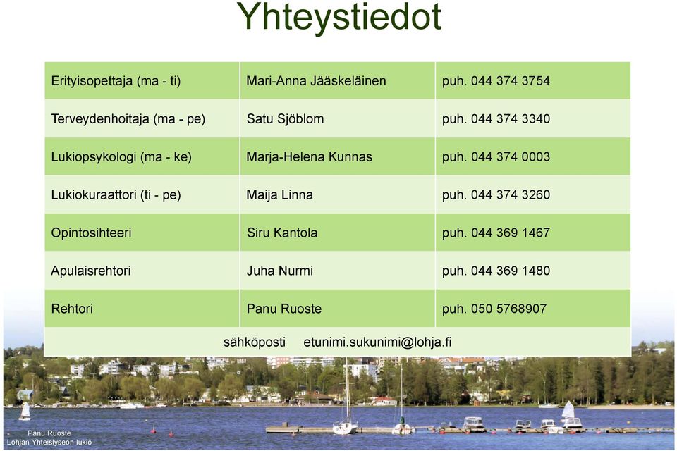 044 374 3340 Lukipsyklgi (ma - ke) Marja-Helena Kunnas puh.
