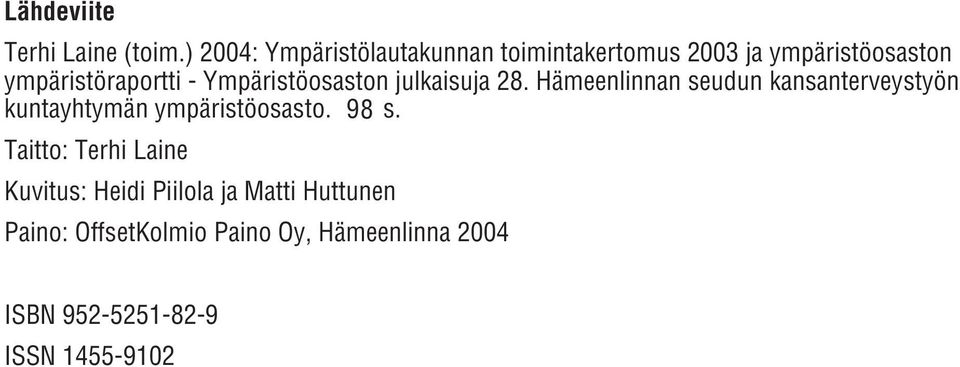 Ympäristöosaston julkaisuja 28.