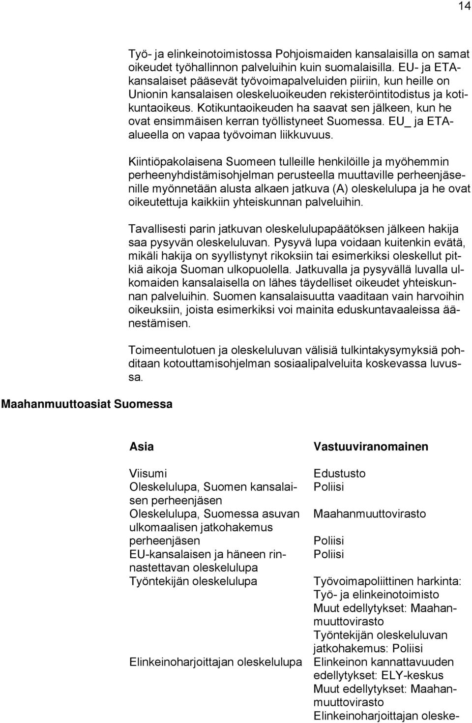 Kotikuntaoikeuden ha saavat sen jälkeen, kun he ovat ensimmäisen kerran työllistyneet Suomessa. EU_ ja ETAalueella on vapaa työvoiman liikkuvuus.