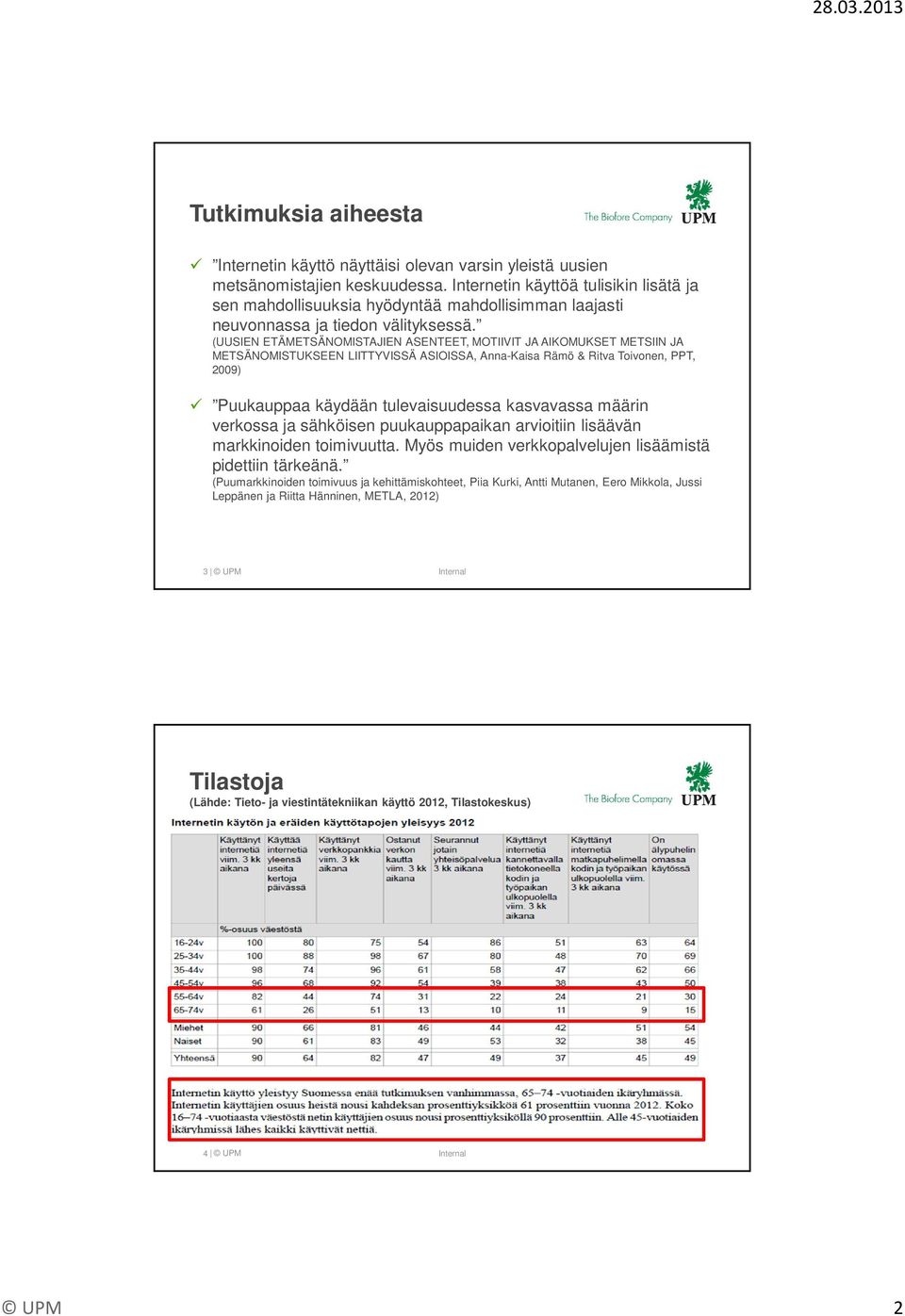 (UUSIEN ETÄMETSÄNOMISTAJIEN ASENTEET, MOTIIVIT JA AIKOMUKSET METSIIN JA METSÄNOMISTUKSEEN LIITTYVISSÄ ASIOISSA, Anna-Kaisa Rämö & Ritva Toivonen, PPT, 2009) Puukauppaa käydään tulevaisuudessa