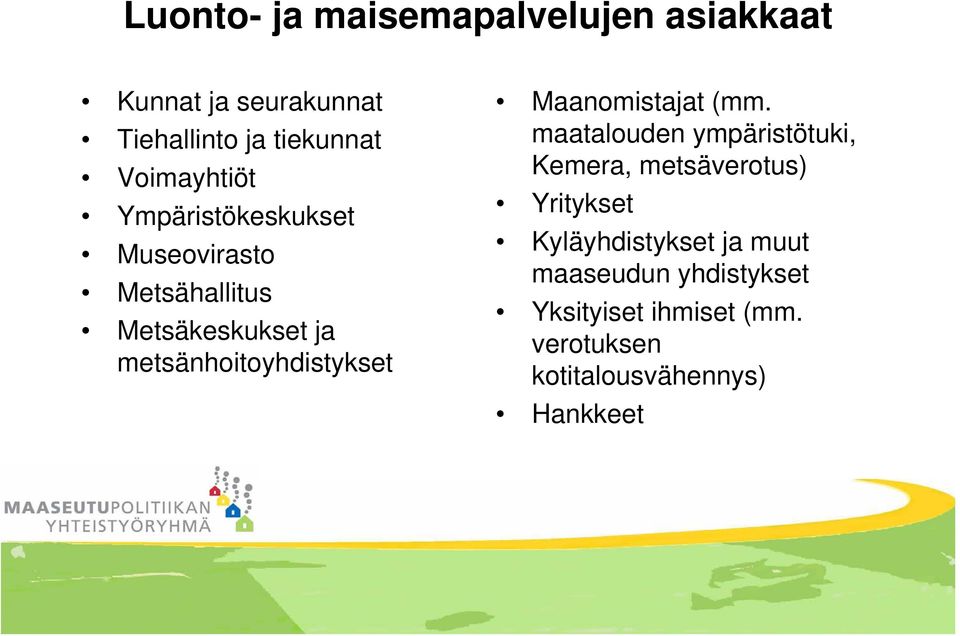 metsänhoitoyhdistykset Maanomistajat (mm.