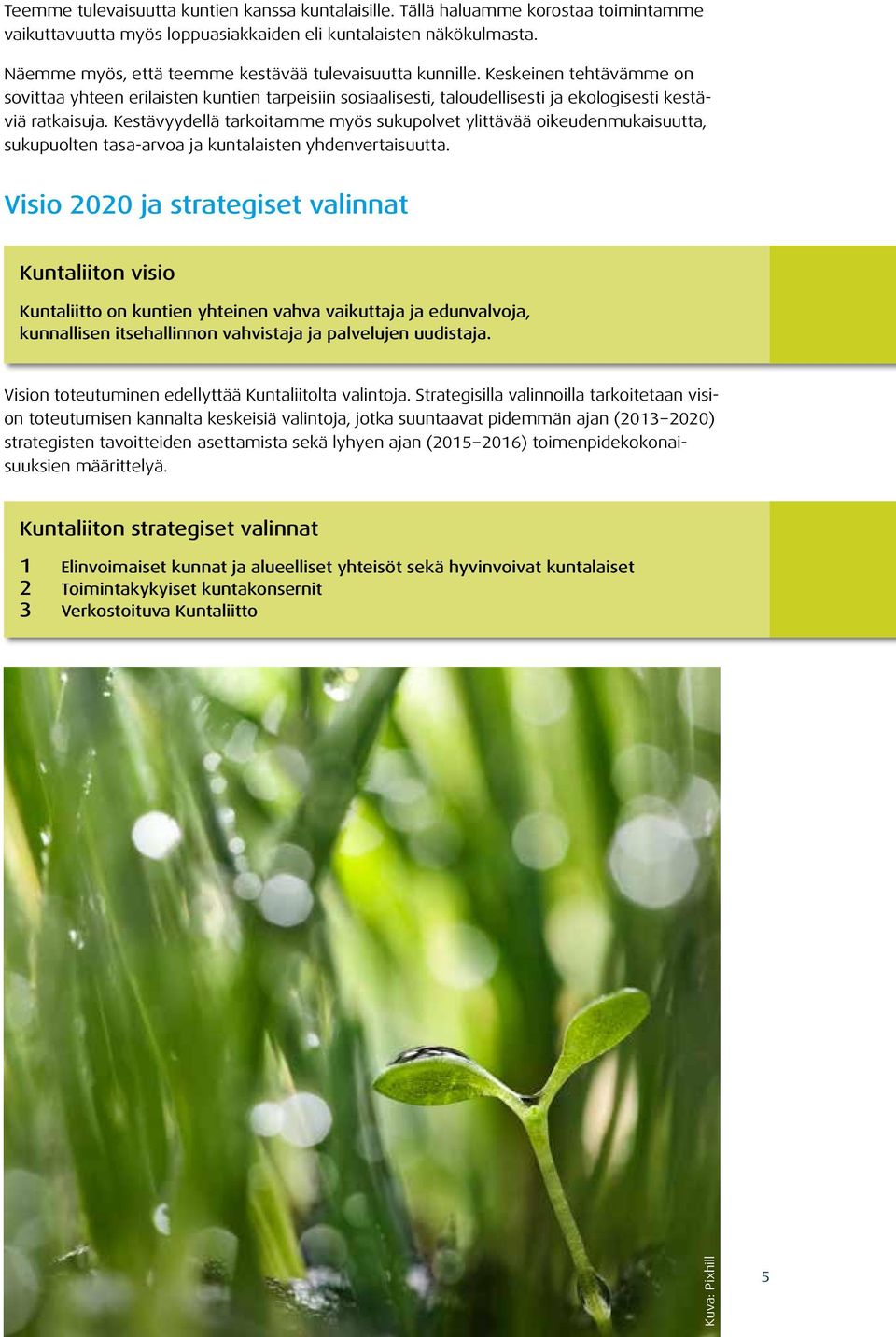 Kestävyydellä tarkoitamme myös sukupolvet ylittävää oikeudenmukaisuutta, sukupuolten tasa-arvoa ja kuntalaisten yhdenvertaisuutta.