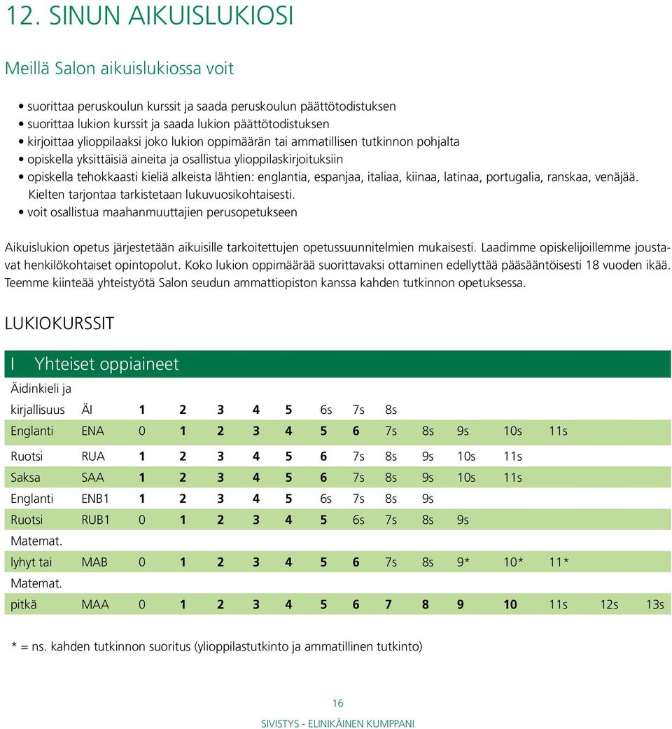 espanjaa, italiaa, kiinaa, latinaa, portugalia, ranskaa, venäjää. Kielten tarjontaa tarkistetaan lukuvuosikohtaisesti.