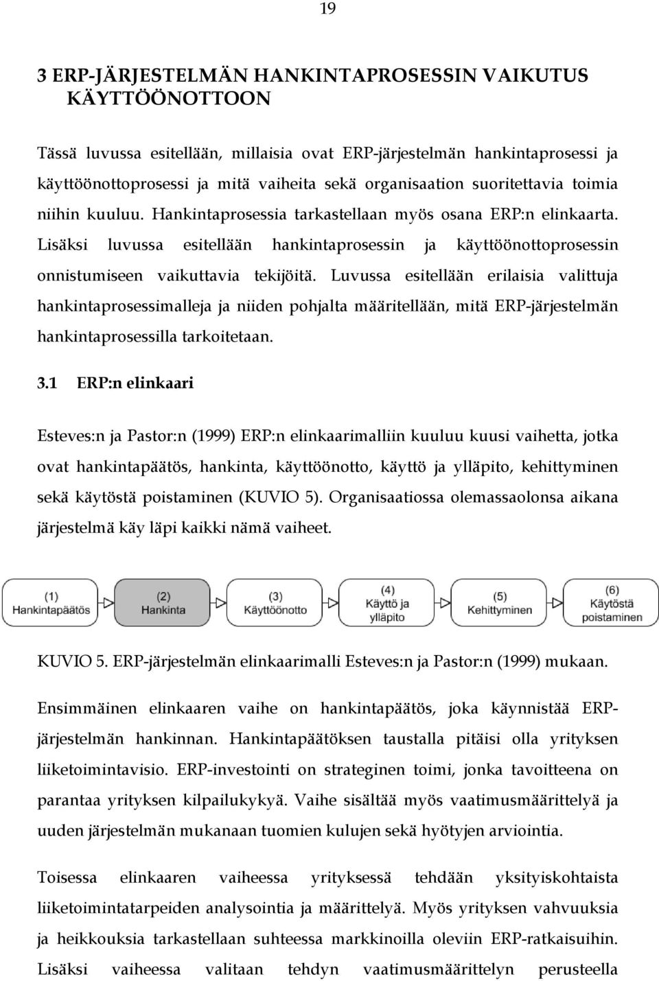 Lisäksi luvussa esitellään hankintaprosessin ja käyttöönottoprosessin onnistumiseen vaikuttavia tekijöitä.