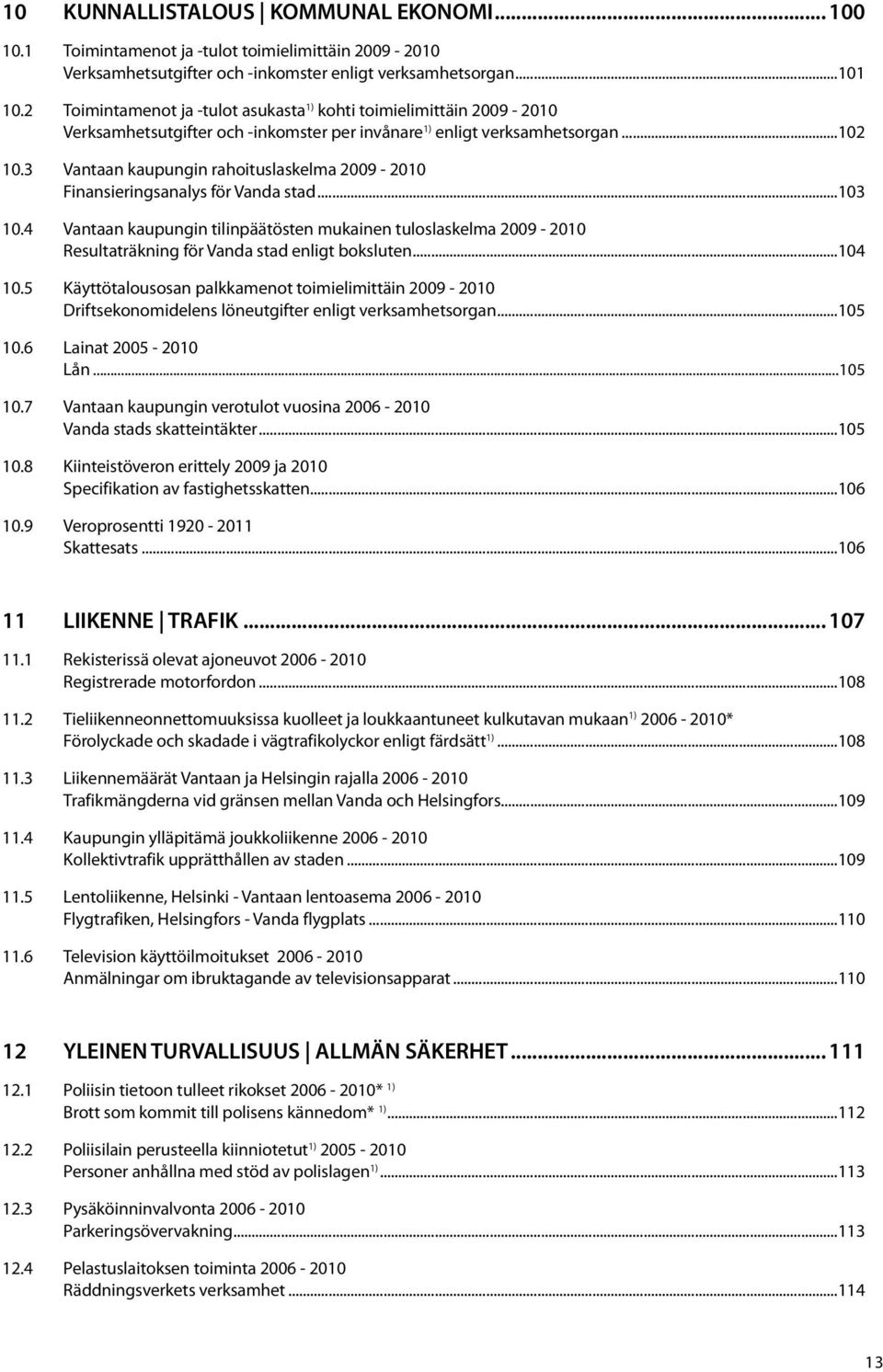 3 Vantaan kaupungin rahoituslaskelma 2009-2010 Finansieringsanalys för Vanda stad...103 10.