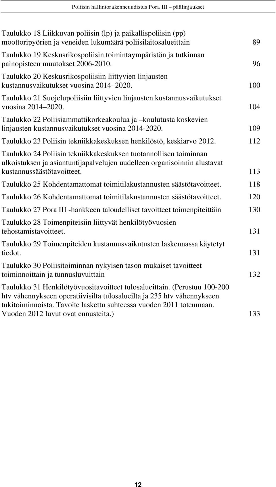 100 Taulukko 21 Suojelupoliisiin liittyvien linjausten kustannusvaikutukset vuosina 2014 2020.