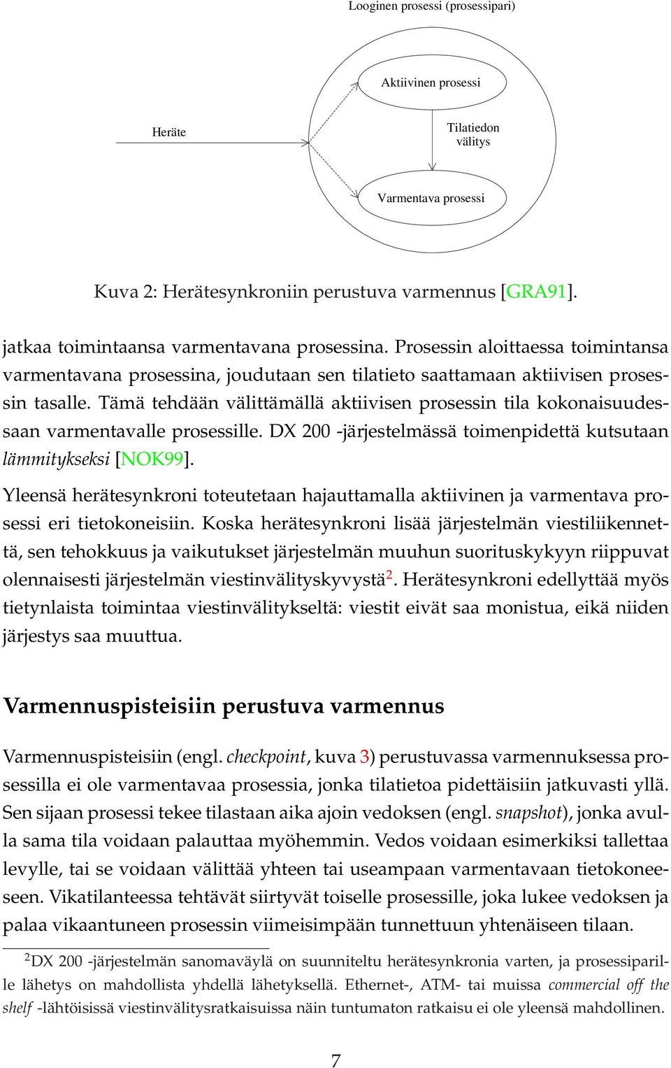 Tämä tehdään välittämällä aktiivisen prosessin tila kokonaisuudessaan varmentavalle prosessille. DX 200 -järjestelmässä toimenpidettä kutsutaan lämmitykseksi [NOK99].