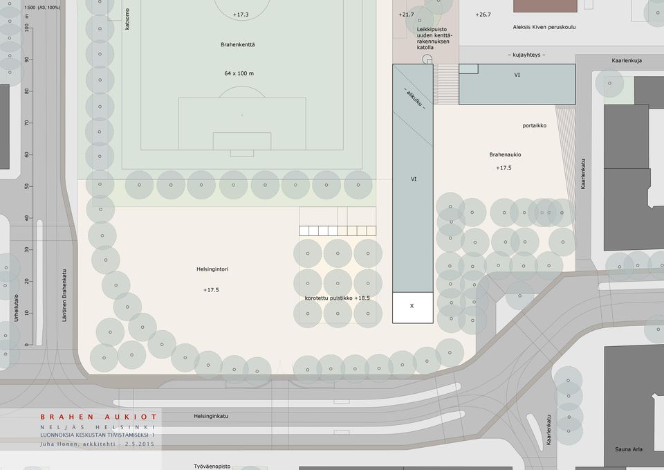 5 alikulku VI X Leikkipuisto uuden kenttärakennuksen katolla Brahenaukio +17.