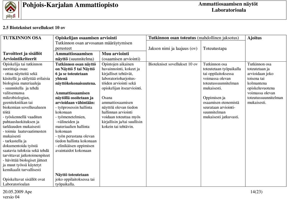 laatuvaatimusten mukaisesti - tarkastella ja dokumentoida työstä saatavia tuloksia sekä tehdä tarvittavat jatkotoimenpiteet - hävittää biologiset jätteet ja muut työssä käytetyt kemikaalit