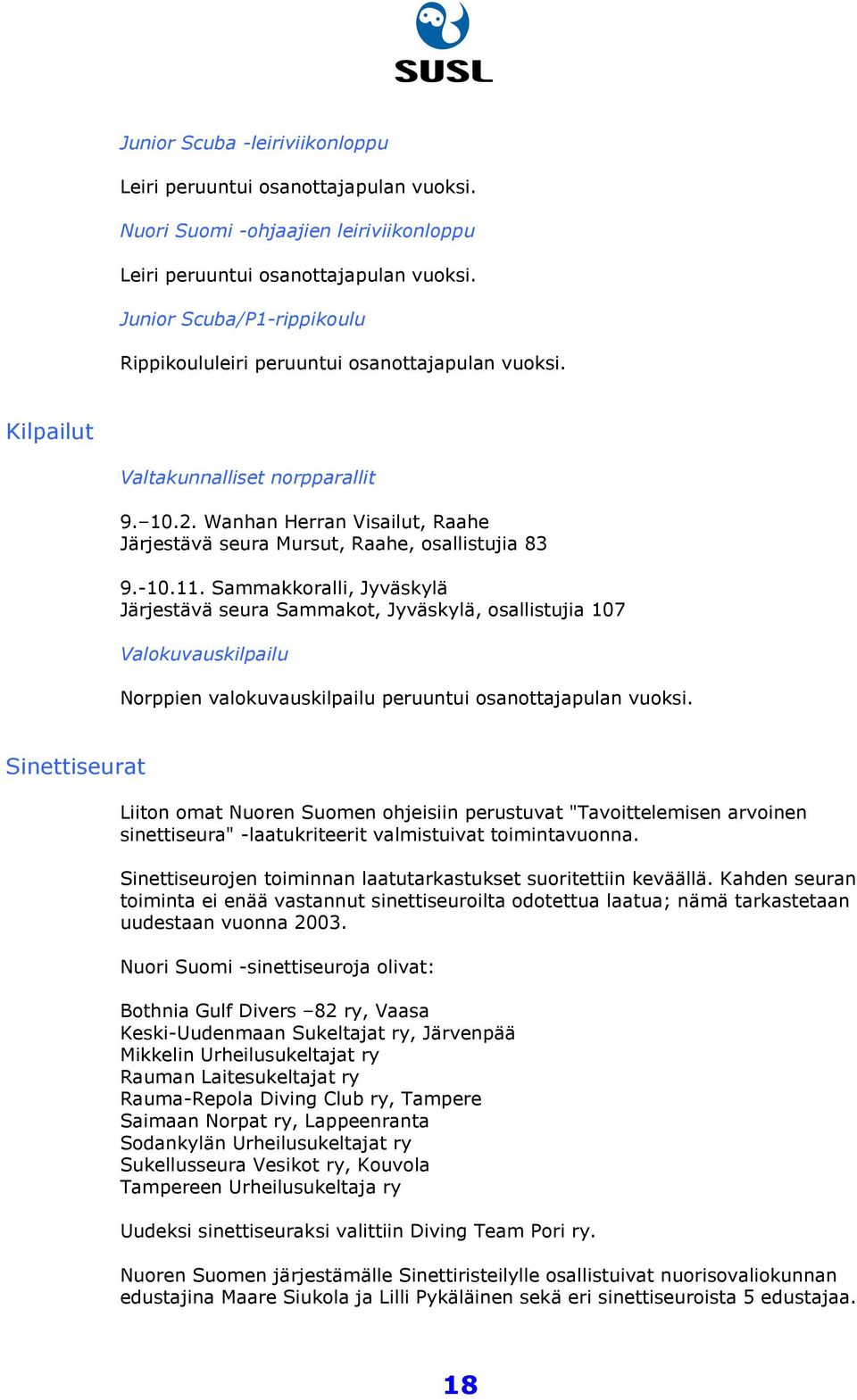 Wanhan Herran Visailut, Raahe Järjestävä seura Mursut, Raahe, osallistujia 83 9.-10.11.