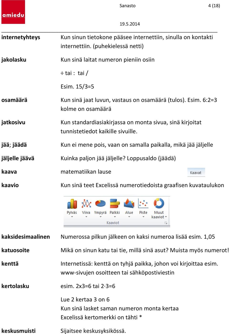 6:2=3 kolme on osamäärä jatkosivu jää; jäädä jäljelle jäävä kaava kaavio Kun standardiasiakirjassa on monta sivua, sinä kirjoitat tunnistetiedot kaikille sivuille.