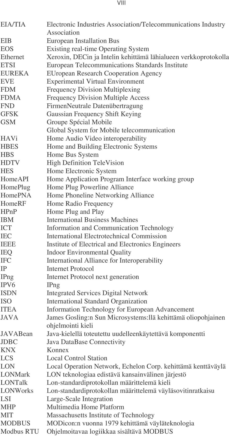 System Xeroxin, DECin ja Intelin kehittämä lähialueen verkkoprotokolla European Telecommunications Standards Institute EUropean Research Cooperation Agency Experimental Virtual Environment Frequency