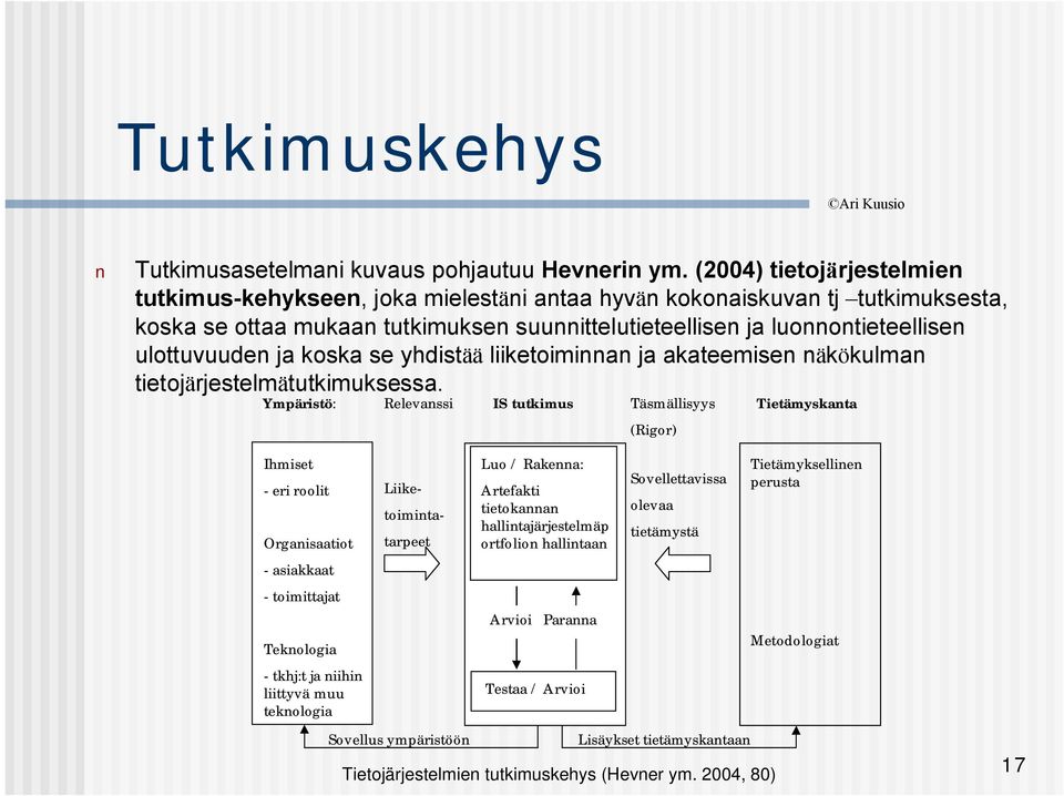 ja koska se yhdistää liiketoiminnan ja akateemisen näkökulman tietojärjestelmätutkimuksessa.