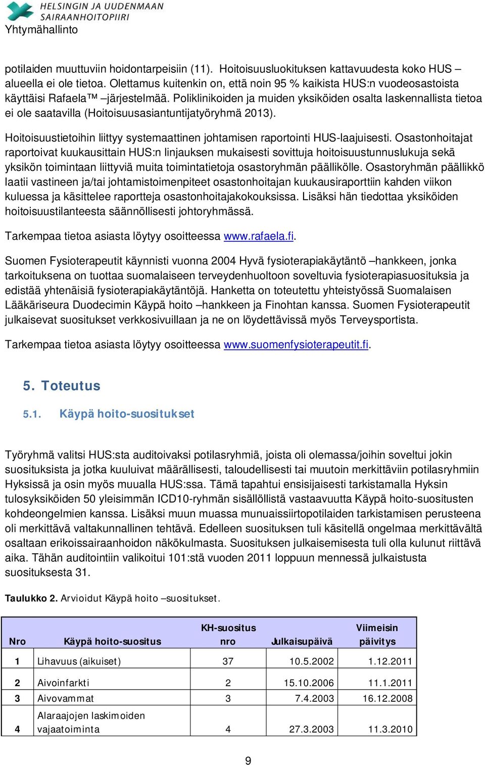 Poliklinikoiden ja muiden yksiköiden osalta laskennallista tietoa ei ole saatavilla (Hoitoisuusasiantuntijatyöryhmä 2013).