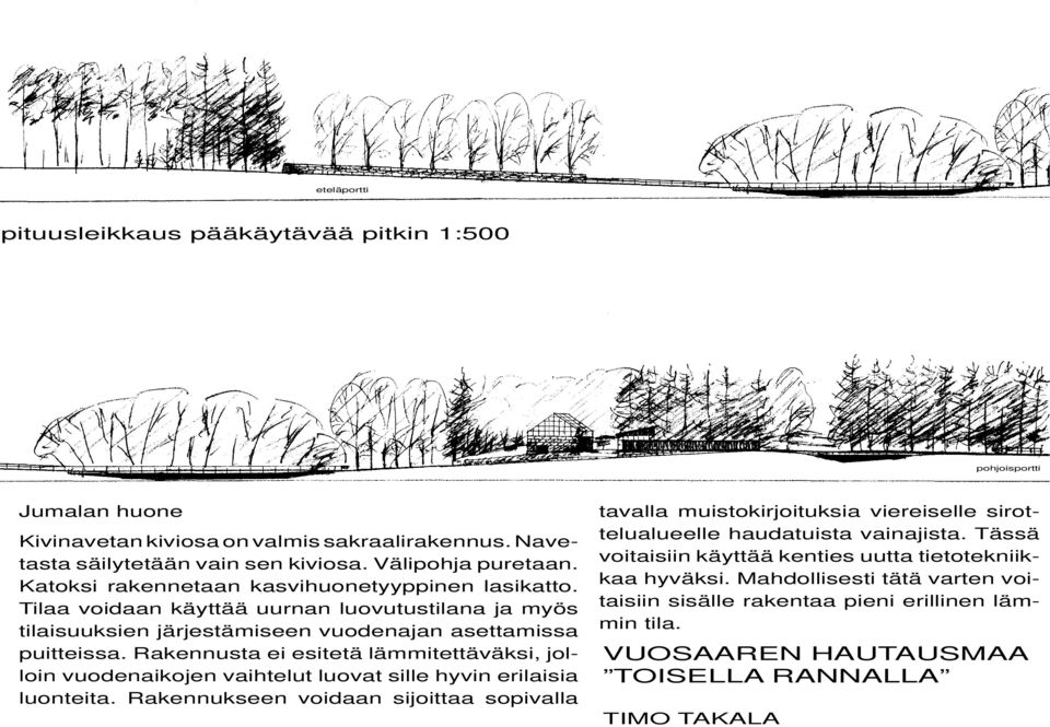 1:200 Kivinavetan kiviosa on valmis sakraalirakennus. Navetasta säilytetään vain sen kiviosa. Välipohja puretaan.