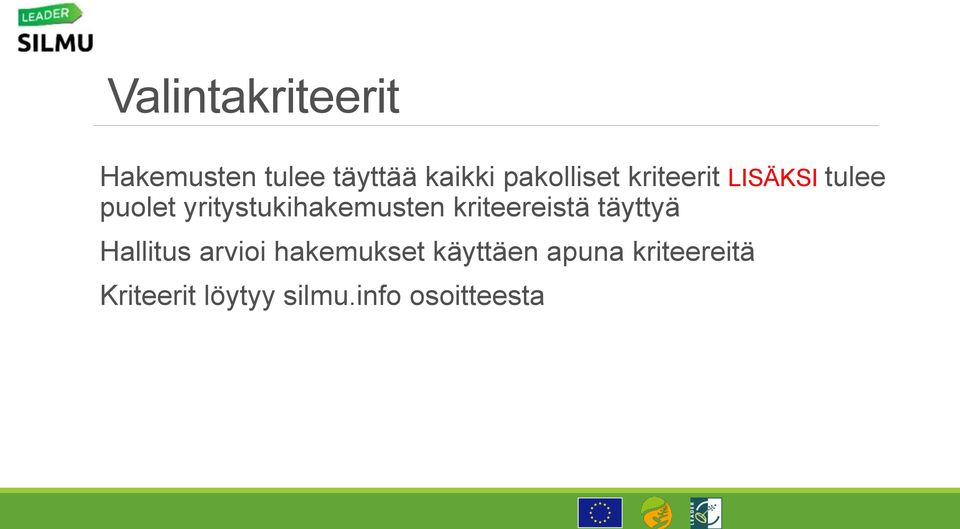 yritystukihakemusten kriteereistä täyttyä Hallitus