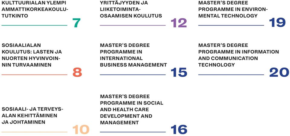 DEGREE PROGRAMME IN INTERNATIONAL BUSINESS MANAGEMENT 15 MASTER S DEGREE PROGRAMME IN INFORMATION AND COMMUNICATION TECHNOLOGY