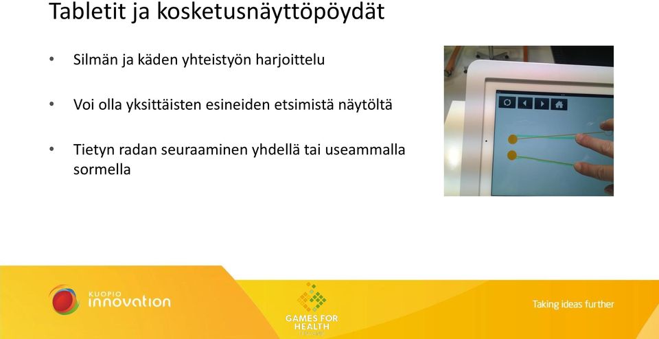 yksittäisten esineiden etsimistä näytöltä