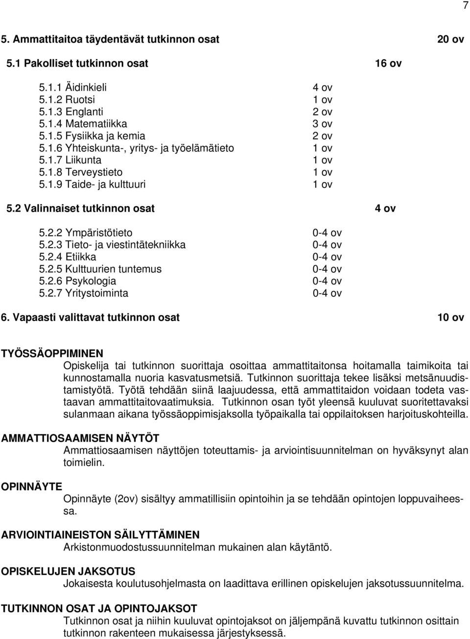 2.4 Etiikka 0-4 ov 5.2.5 Kulttuurien tuntemus 0-4 ov 5.2.6 Psykologia 0-4 ov 5.2.7 Yritystoiminta 0-4 ov 6.