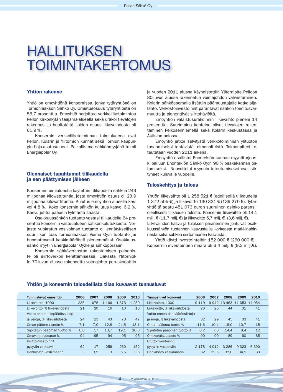 Konsernin verkkoliiketoiminnan toimialueena ovat Pellon, Kolarin ja Ylitornion kunnat sekä Tornion kaupungin haja-asutusalueet. Paikallisena sähkönmyyjänä toimii Energiapolar Oy.