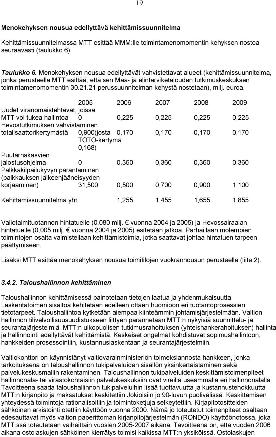 21 perussuunnitelman kehystä nostetaan), milj. euroa.