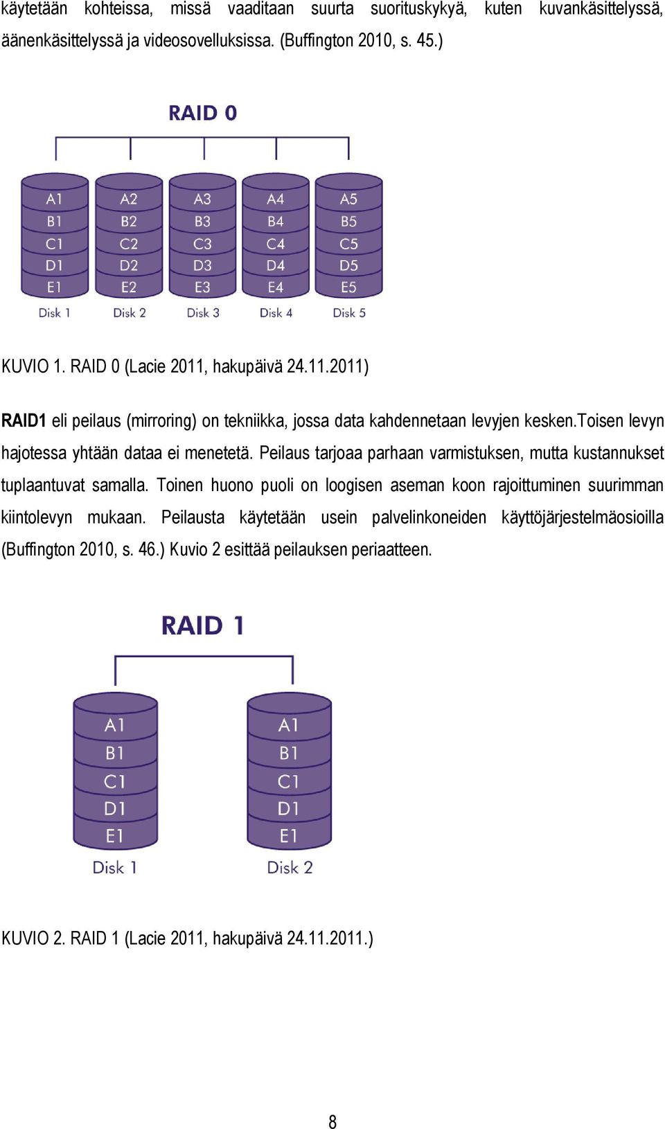 toisen levyn hajotessa yhtään dataa ei menetetä. Peilaus tarjoaa parhaan varmistuksen, mutta kustannukset tuplaantuvat samalla.