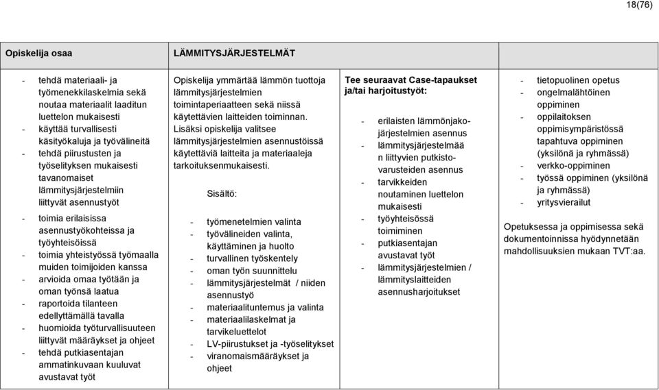 muiden toimijoiden kanssa - arvioida omaa työtään ja oman työnsä laatua - raportoida tilanteen edellyttämällä tavalla - huomioida työturvallisuuteen liittyvät määräykset ja ohjeet - tehdä