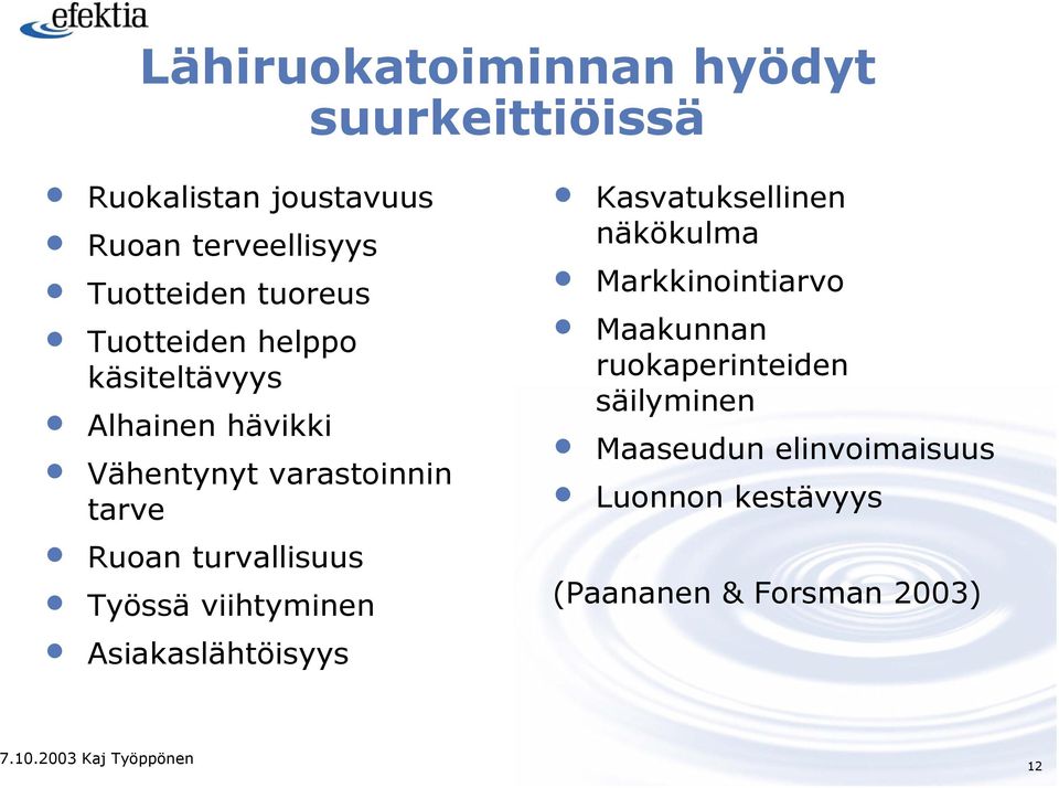 turvallisuus Työssä viihtyminen Asiakaslähtöisyys Kasvatuksellinen näkökulma Markkinointiarvo