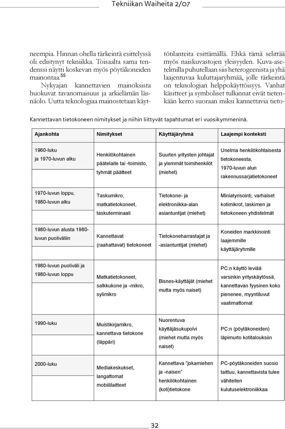 Kuva-asetelmilla puhutellaan siis heterogeenista ja yhä laajentuvaa kuluttajaryhmää, jolle tärkeintä on teknologian helppokäyttöisyys.