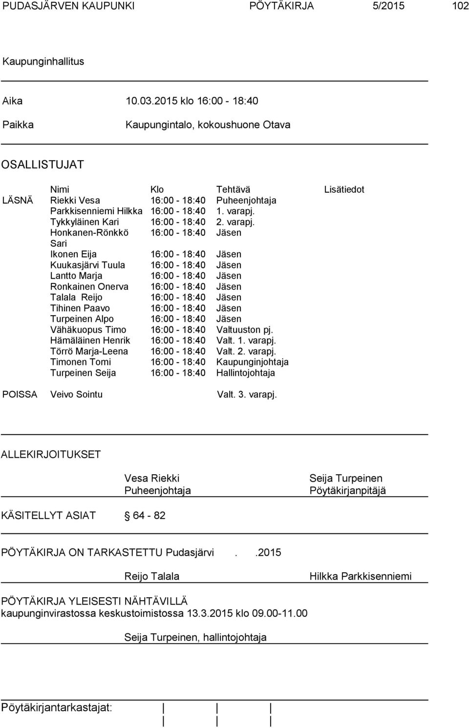 Tykkyläinen Kari 16:00-18:40 2. varapj.