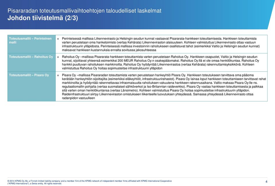 Kohteen valmistuttua Liikennevirasto ottaa vastuun infrastruktuurin ylläpidosta.