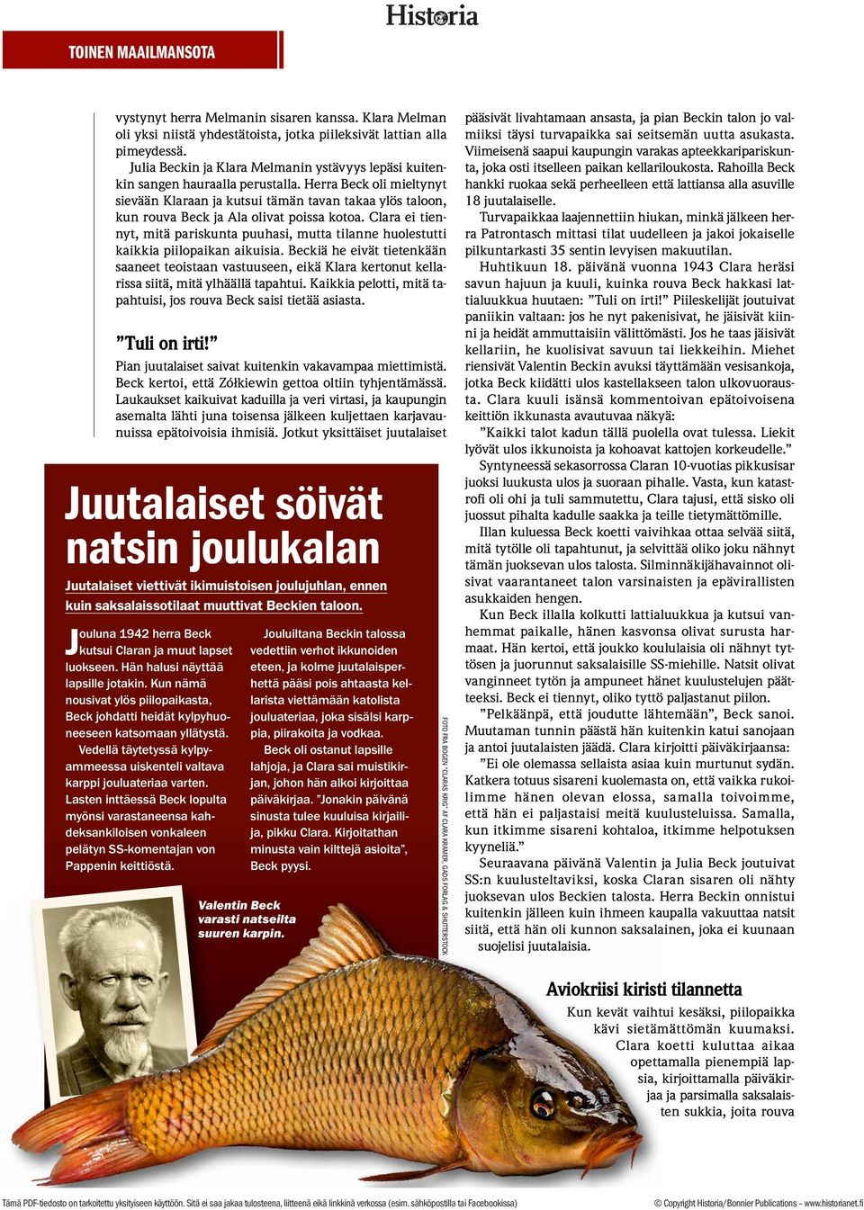 Herra Beck oli mieltynyt sievään Klaraan ja kutsui tämän tavan takaa ylös taloon, kun rouva Beck ja Ala olivat poissa kotoa.