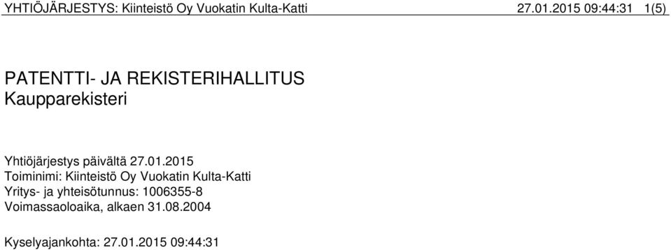 Yhtiöjärjestys päivältä 27.01.