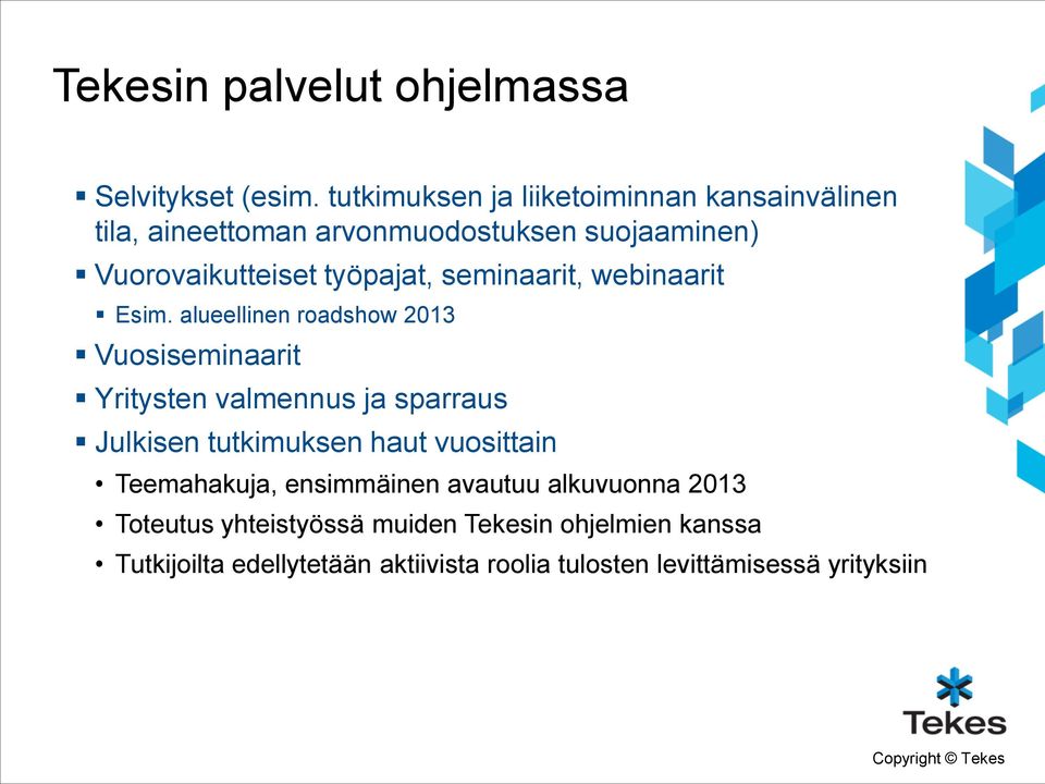 seminaarit, webinaarit Esim.