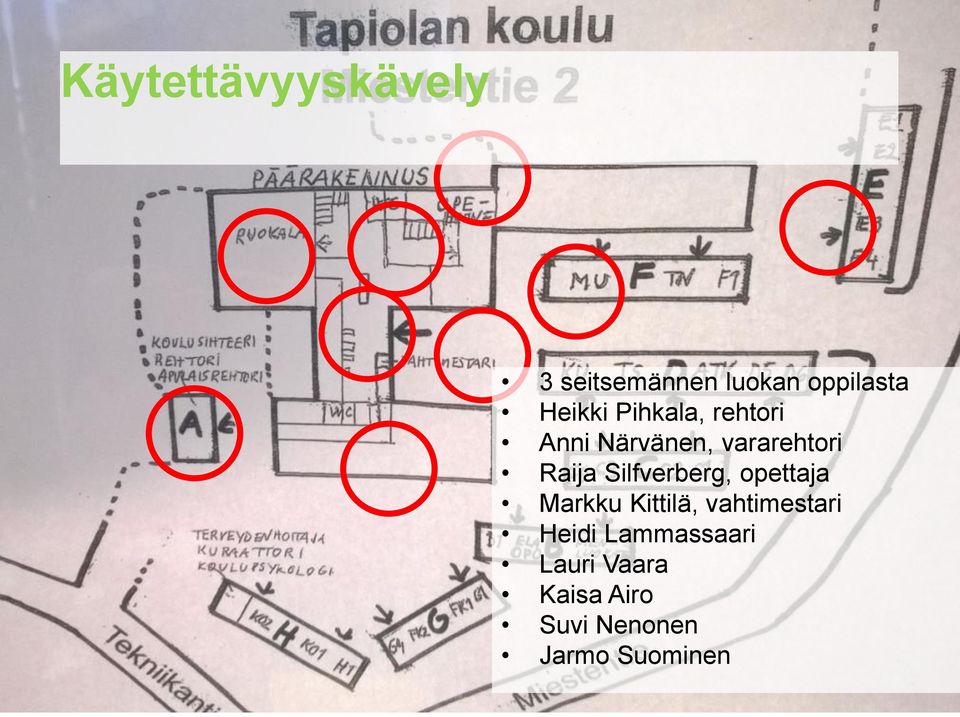 Silfverberg, opettaja Markku Kittilä, vahtimestari Heidi