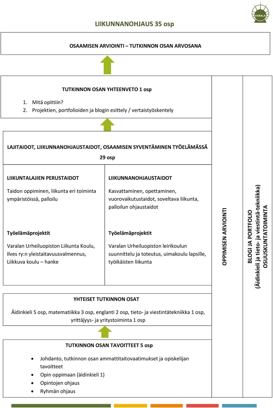 oppiminen, liikunta eri toiminta ympäristöissä, palloilu Työelämäprojektit Varalan Urheiluopiston Liikunta Koulu, Ilves ry:n yleistaitavuusvalmennus, Liikkuva koulu hanke Kasvattaminen, opettaminen,