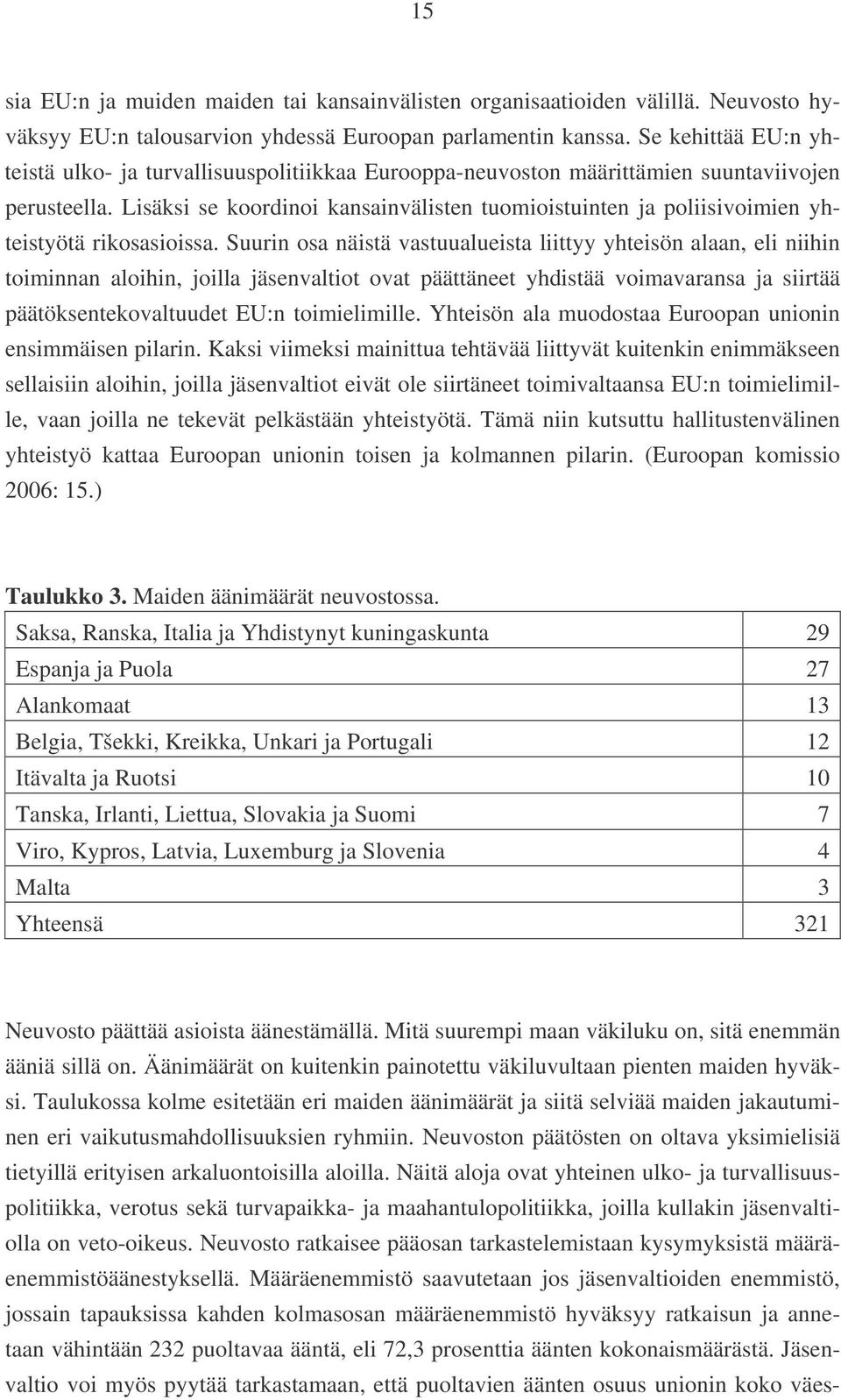 vastuualueista liittyy yhteisön alaan, eli niihin toiminnan aloihin, joilla jäsenvaltiot ovat päättäneet yhdistää voimavaransa ja siirtää päätöksentekovaltuudet EU:n toimielimille Yhteisön ala