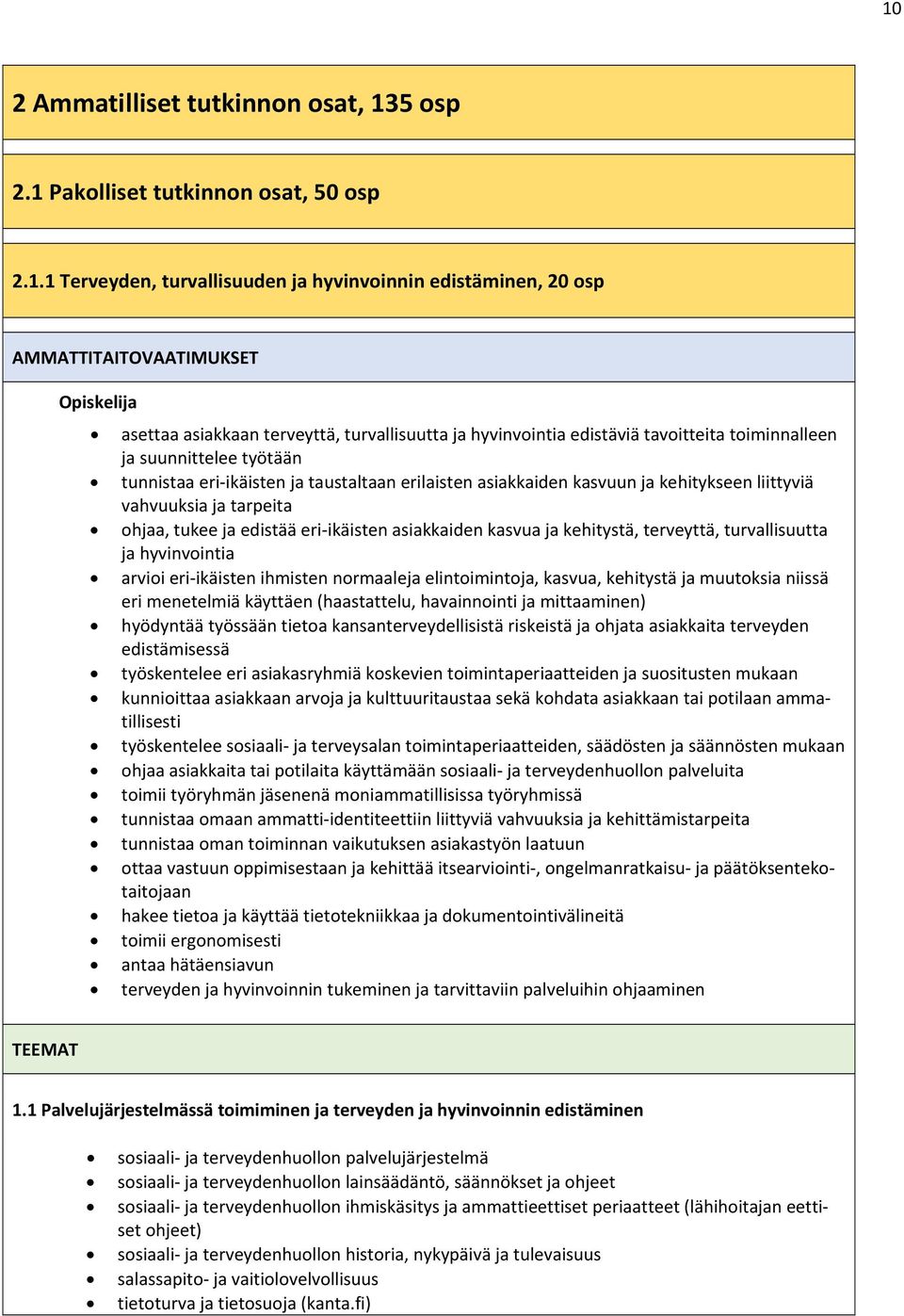 liittyviä vahvuuksia ja tarpeita ohjaa, tukee ja edistää eri ikäisten asiakkaiden kasvua ja kehitystä, terveyttä, turvallisuutta ja hyvinvointia arvioi eri ikäisten ihmisten normaaleja