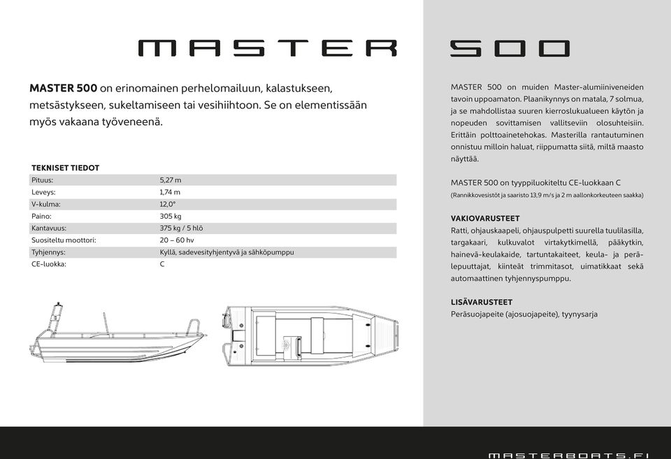 MASTER 500 on muiden Master-alumiiniveneiden tavoin uppoamaton.