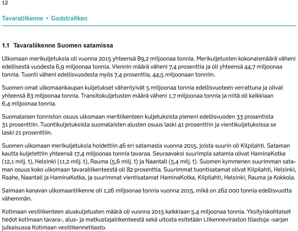 Tuonti väheni edellisvuodesta myös 7,4 prosenttia, 44,5 miljoonaan tonniin.