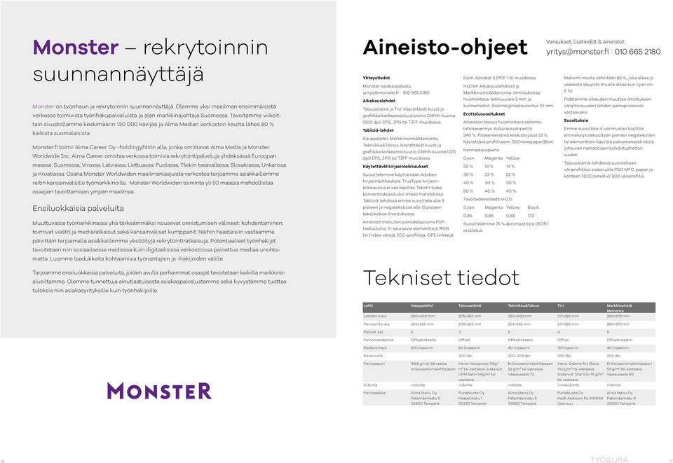 Monster on työnhaun ja rekrytoinnin suunnannäyttäjä. Olemme yksi maailman ensimmäisistä verkossa toimivista työnhakupalveluista ja alan markkinajohtaja Suomessa.