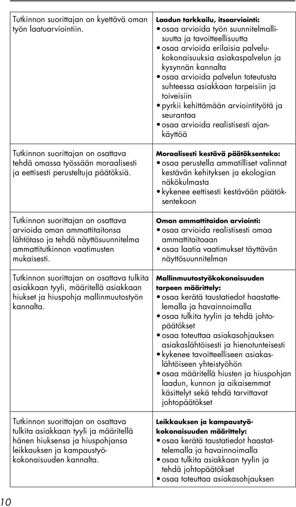 tulkita asiakkaan tyyli, määritellä asiakkaan hiukset ja hiuspohja mallinmuutostyön kannalta.