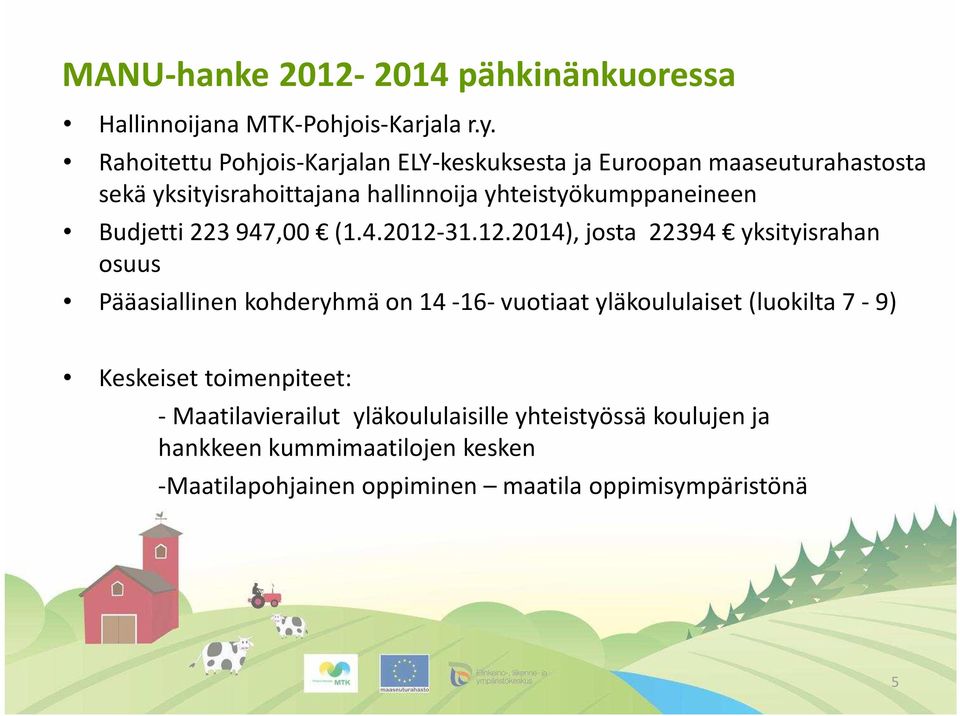 yhteistyökumppaneineen Budjetti 223 947,00 (1.4.2012-