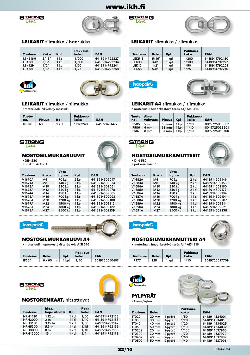 kpl 6418914509061 V1673 M12 340 kg 2 kpl 6418914509078 V1674 M14 490 kg 1 kpl 6418914509085 V1675 M16 700 kg 1 kpl 6418914509092 V1676 M20 1200 kg 1 kpl 6418914509108 V1677 M22 1500 kg 1 kpl