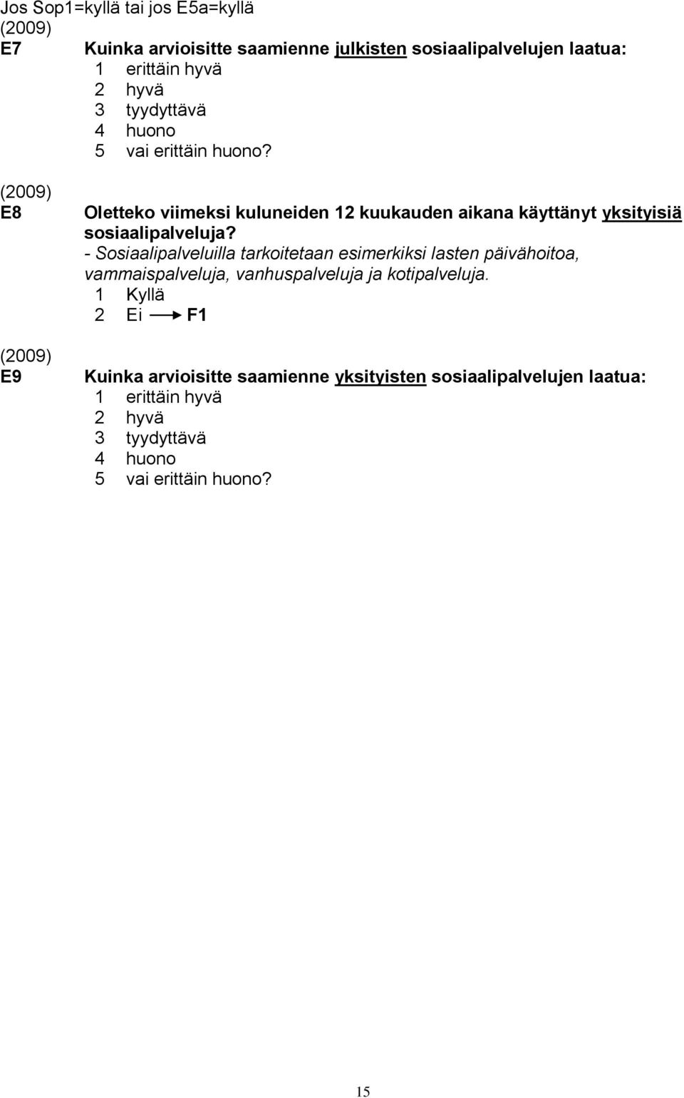 E8 E9 Oletteko viimeksi kuluneiden 12 kuukauden aikana käyttänyt yksityisiä sosiaalipalveluja?