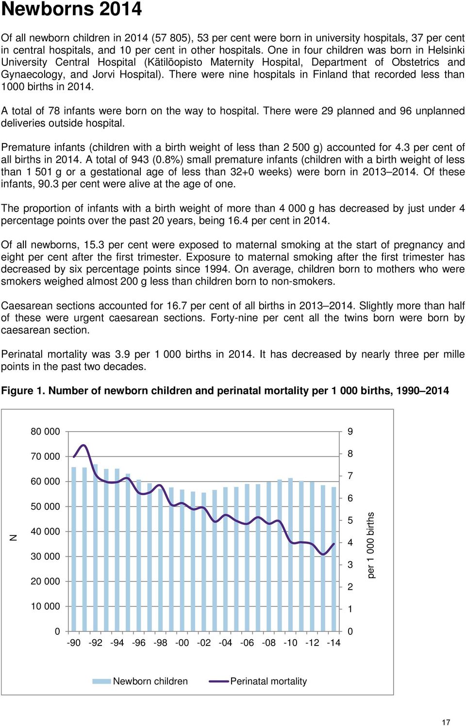 There were nine hospitals in Finland that recorded less than 1000 births in 2014. A total of 78 infants were born on the way to hospital.